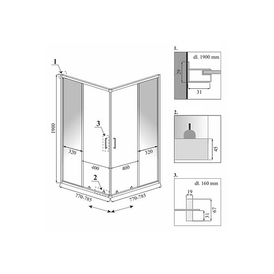 SHOWER ENCLOSURE CALANI VITO 80x80 BLACK