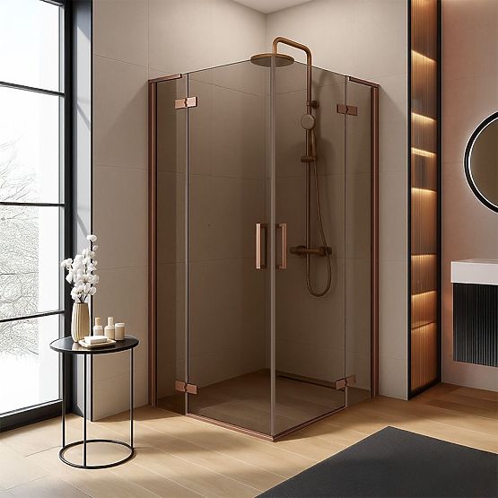 Shower Enclosure REA Hugo Double 90x100 Brushed Copper