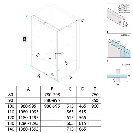 Shower Enclosure REA Montana Brushed Gold 110x90