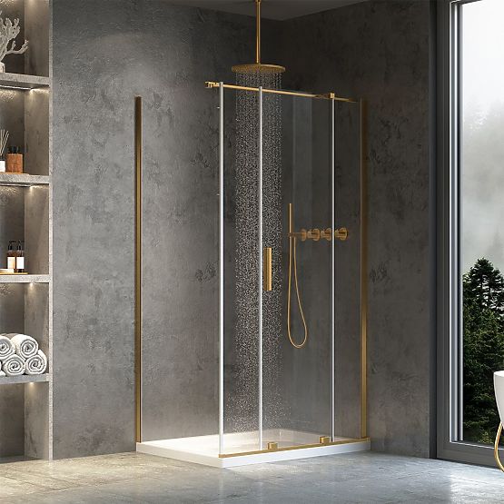 Shower Enclosure REA Montana Brushed Gold 120x100