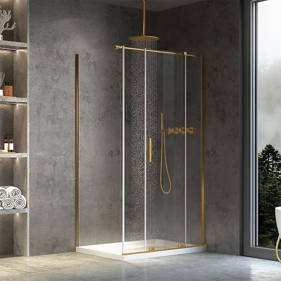 Shower Enclosure REA Montana Brushed Gold 130x90