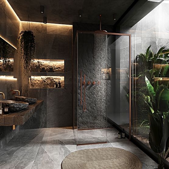 Shower Enclosure SOLAR Brushed Copper 120x90