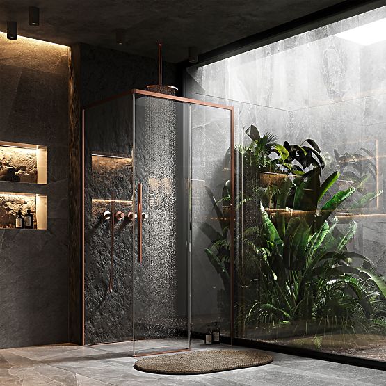 Shower Enclosure SOLAR Brushed Copper 120x90