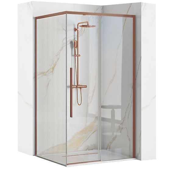 Shower Enclosure SOLAR Brushed Copper 90x90