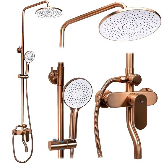 Shower Set Rea DROP Brushed Copper