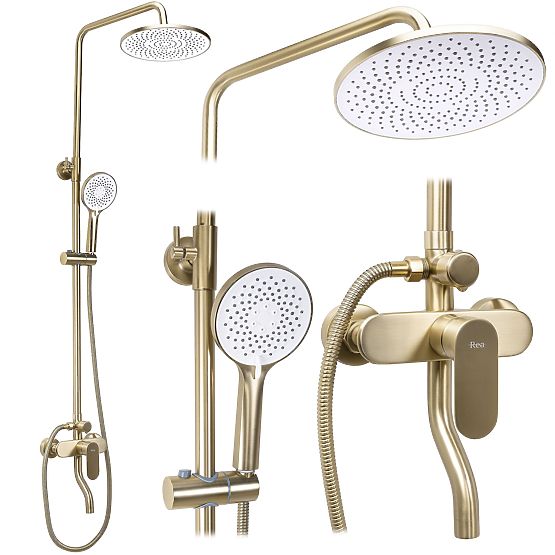 Shower Set Rea DROP Brushed Gold