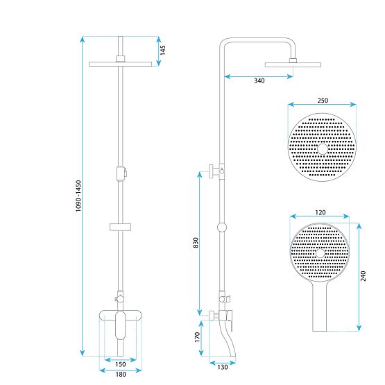 Shower Set Rea DROP Brushed Gold