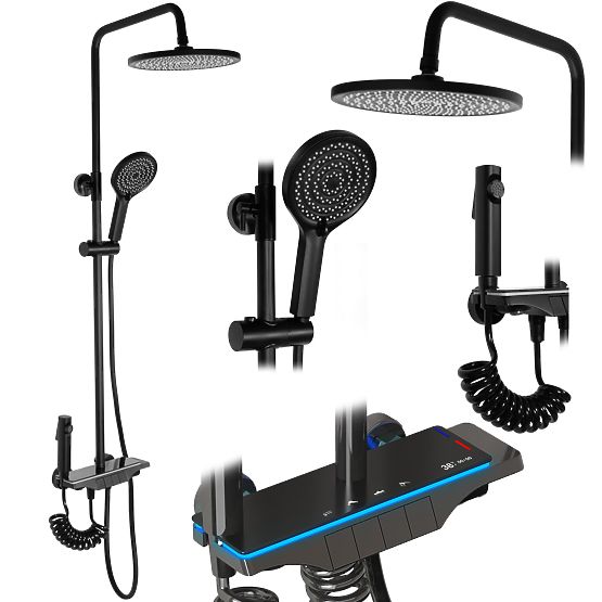 Shower Set REA Savio with LED Display Black