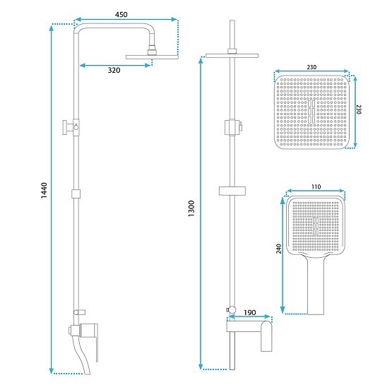 Shower Set REA STORM BRUSHED GOLD