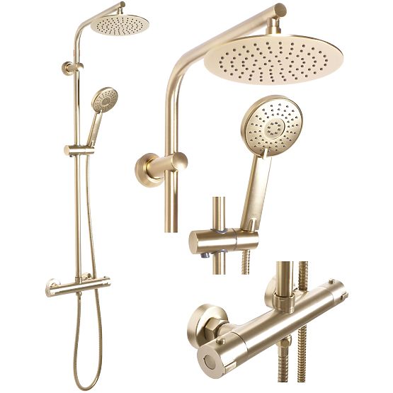 Shower Set with Thermostat REA Bliss Brushed Gold