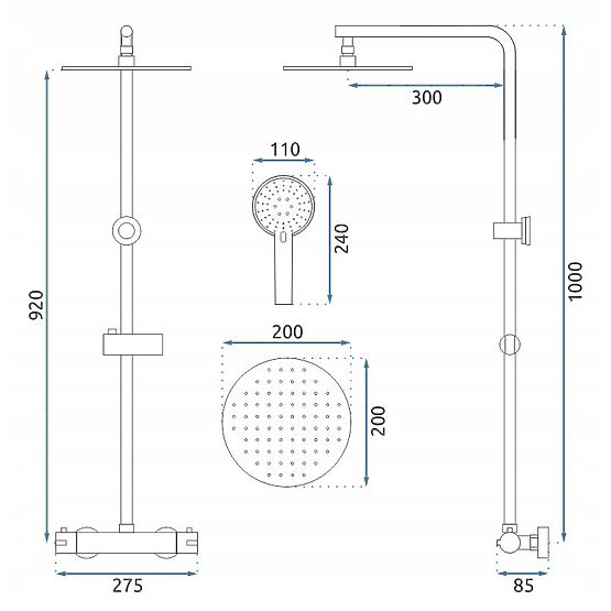 Shower Set with Thermostat REA Bliss Brushed Gold