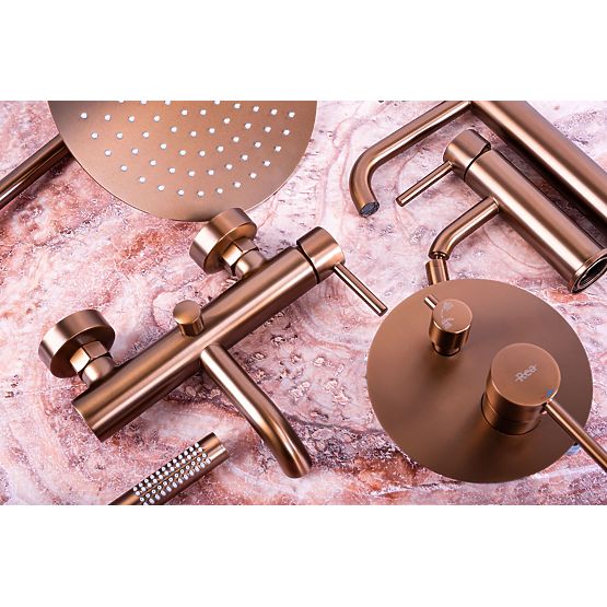 Shower Set with Thermostat Rea Lungo Brushed Copper