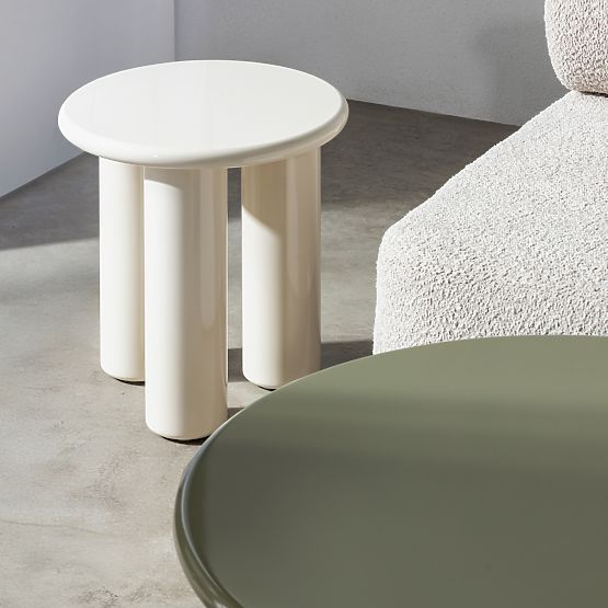 Side Table Blair 40 cm, Cream, Glossy