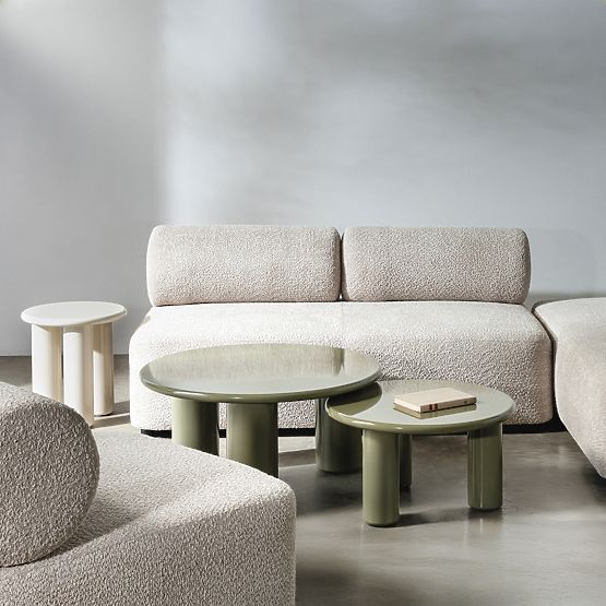 Side Table Blair 40 cm, Cream, Glossy