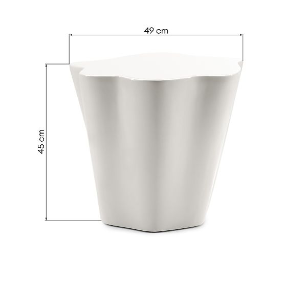 Side Table Bow 49 cm, Gray-Beige, Glossy, Rounded Shapes