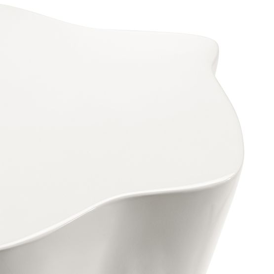 Side Table Bow 49 cm, Gray-Beige, Glossy, Rounded Shapes