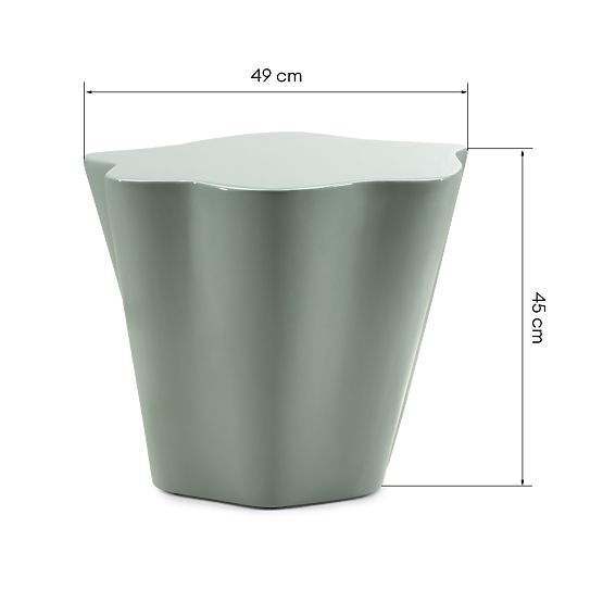 Side Table Bow 49 cm, Sage, Glossy, Rounded Shapes