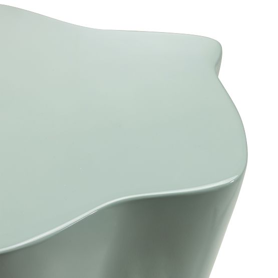 Side Table Bow 49 cm, Sage, Glossy, Rounded Shapes