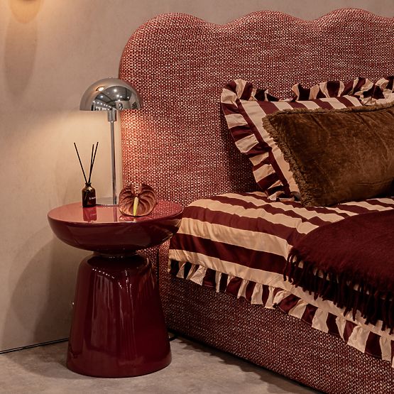 Side Table Logan 40 cm, Burgundy/Cherry, Glossy