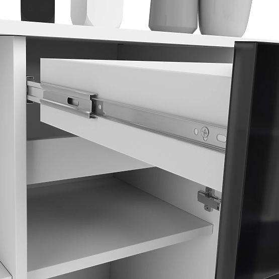 SIDEBOARD B-17 120 cm 1 DRAWER 1 DOOR WHITE / BLACK GLOSS