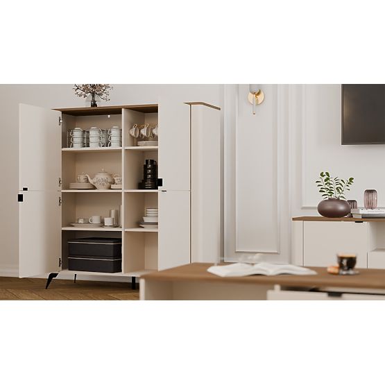 Sideboard CORDOBA 4D Cashmere Beige Castello Oak Cabinet 4 Doors 8 Shelves Living Room