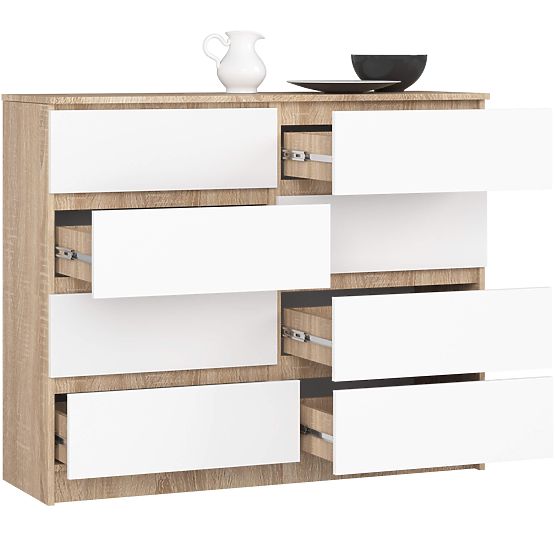 SIDEBOARD K 120 cm 8 DRAWERS PK SONOMA / WHITE