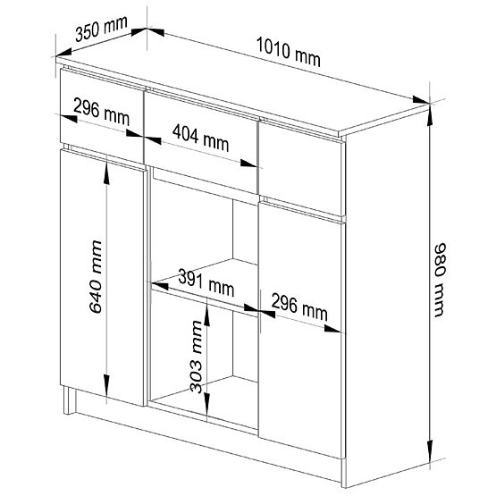 SIDEBOARD K100 2D 3DR 1S OAK SONOMA