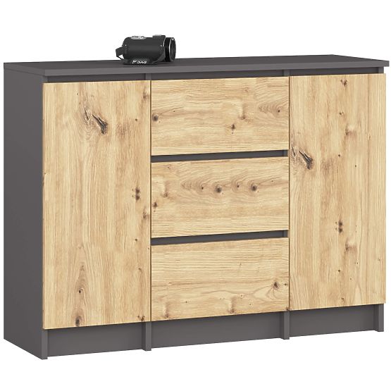 SIDEBOARD K100 2D 3DR GRAPHITE GRAY / ARTISAN OAK