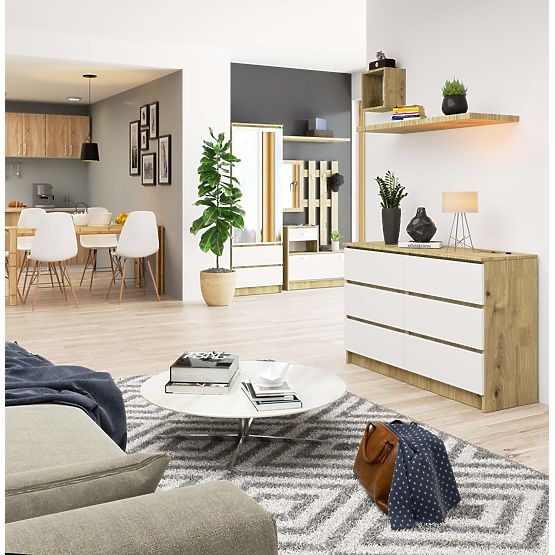 SIDEBOARD K120 6 DRAWERS CLP OAK ARTISAN / WHITE