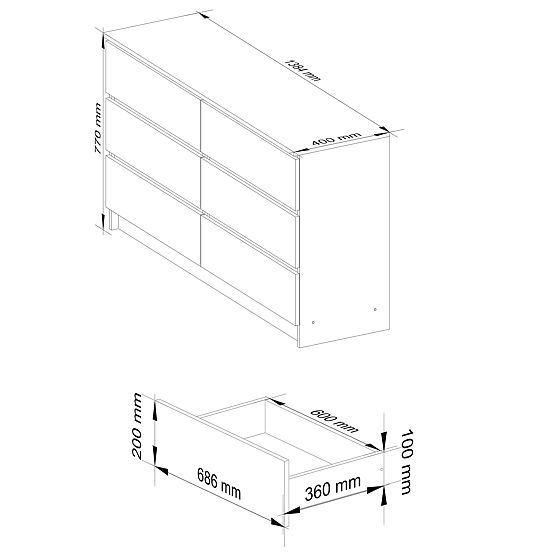 SIDEBOARD K140 6DR CLP OAK ARTISAN / GRAY