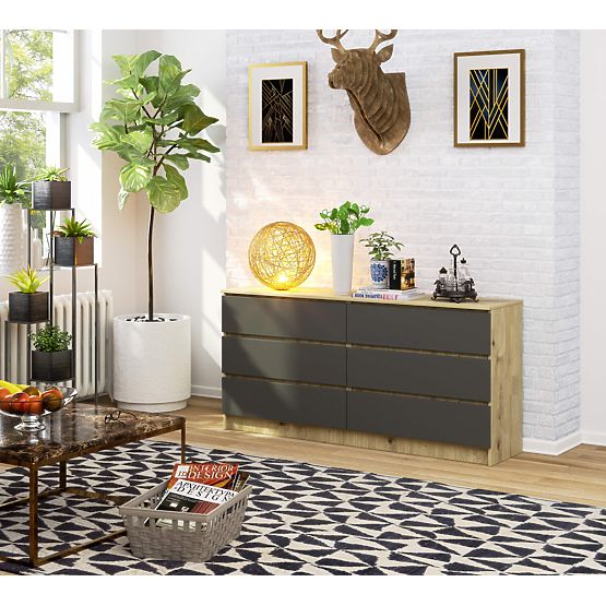 SIDEBOARD K160 6DR CLP ARTISAN OAK / GRAY