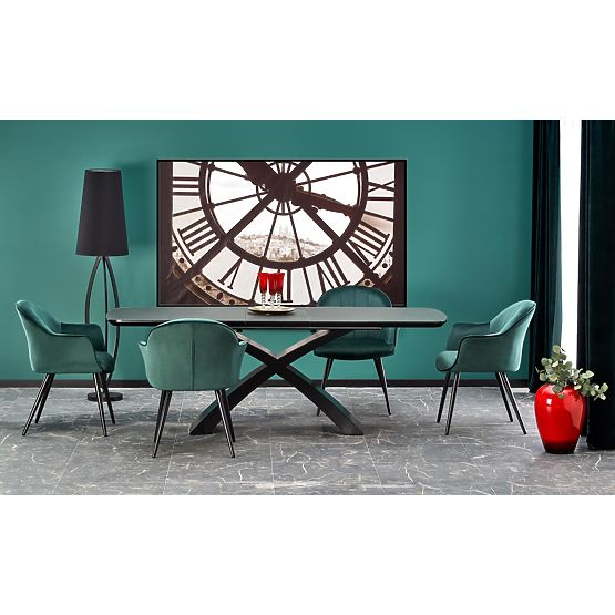 SILVESTRO Extendable Table Top - Dark Gray, Leg - Black (2p=1pc)