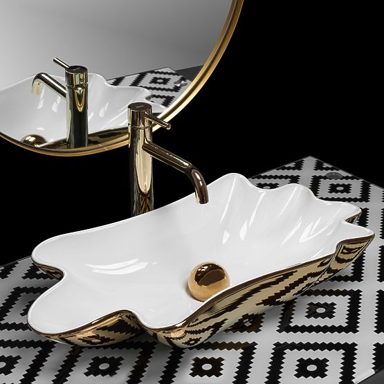 Sink REA Sea Infinity Gold/White + Stopper