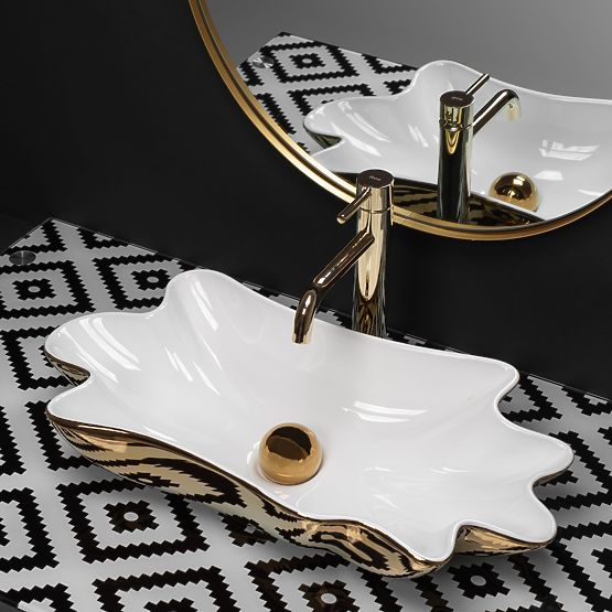 Sink REA Sea Infinity Gold/White + Stopper