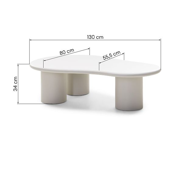 Sucre Coffee Table Grey-Beige, Matte, Rounded Shapes
