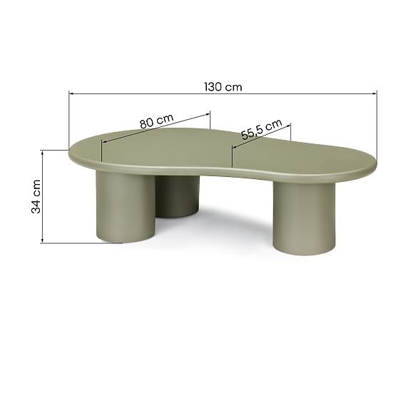 Sucre Coffee Table Olive, Matte, Rounded Shapes