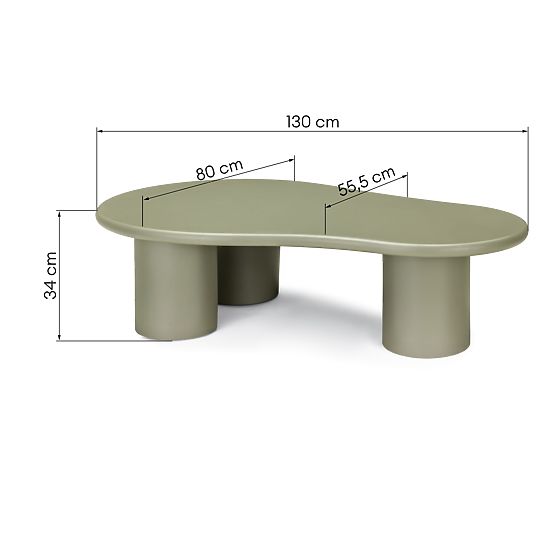 Sucre Coffee Table Olive, Matte, Rounded Shapes