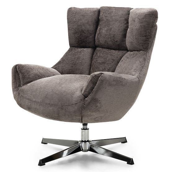 Swivel Chair Bolzano, Brown-Grey/Chrome Legs