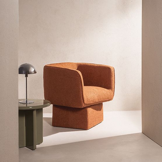 Swivel Chair One Copper, Boucle