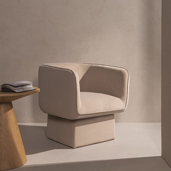 Swivel Chair One Light Beige, Velour