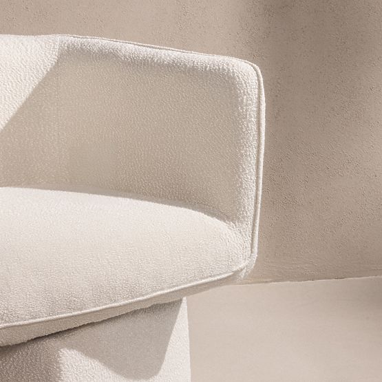 Swivel Chair One White, Boucle