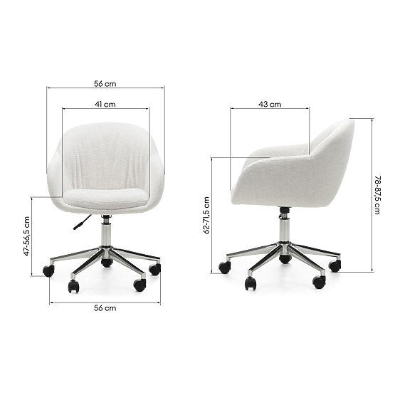 Swivel Chair Oti, Cream/Chrome Legs