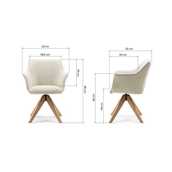 Swivel Chair Positano Cream, Oak