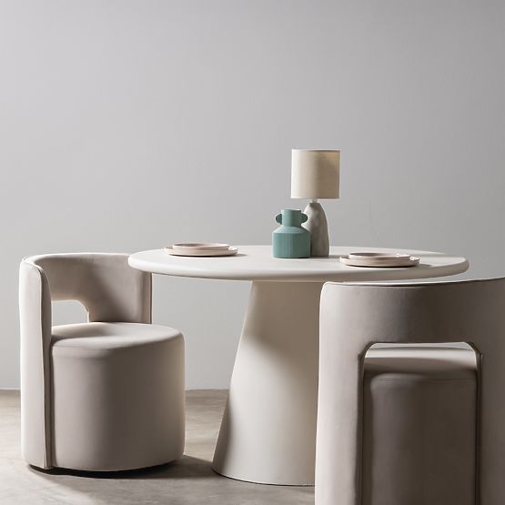 Swivel Chair Raval Beige, Velvet, Rounded