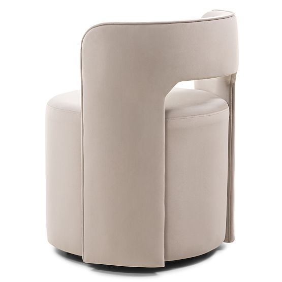 Swivel Chair Raval Beige, Velvet, Rounded