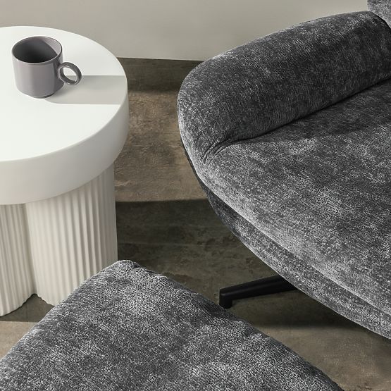Swivel Chair with Footrest Prima Gray