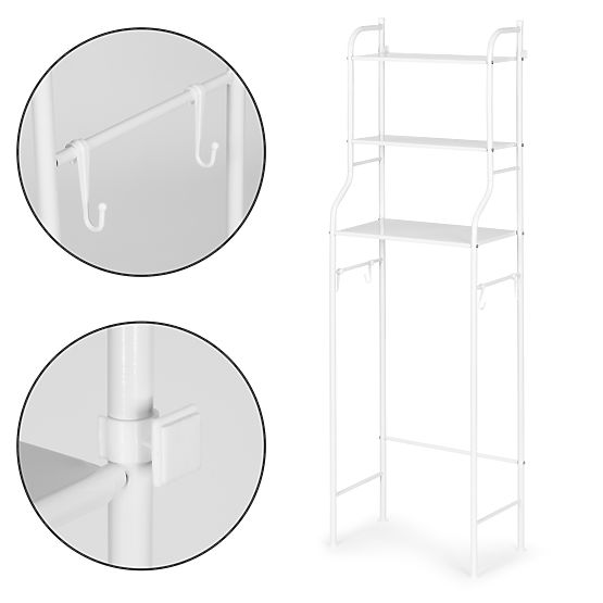 Tall Bathroom Shelf Over Toilet with 3 Shelves Aluminum Frame
