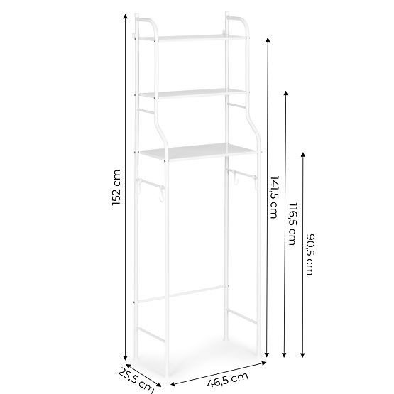 Tall Bathroom Shelf Over Toilet with 3 Shelves Aluminum Frame