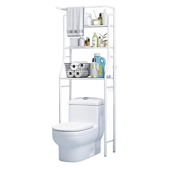 Tall Bathroom Shelf Over Toilet with 3 Shelves Aluminum Frame