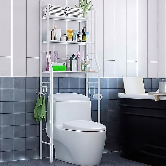 Tall Bathroom Shelf Over Toilet with 3 Shelves Aluminum Frame